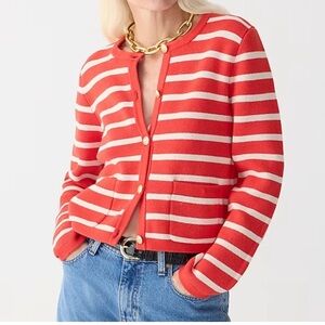 J. Crew Red and White Striped lady jacket xxl